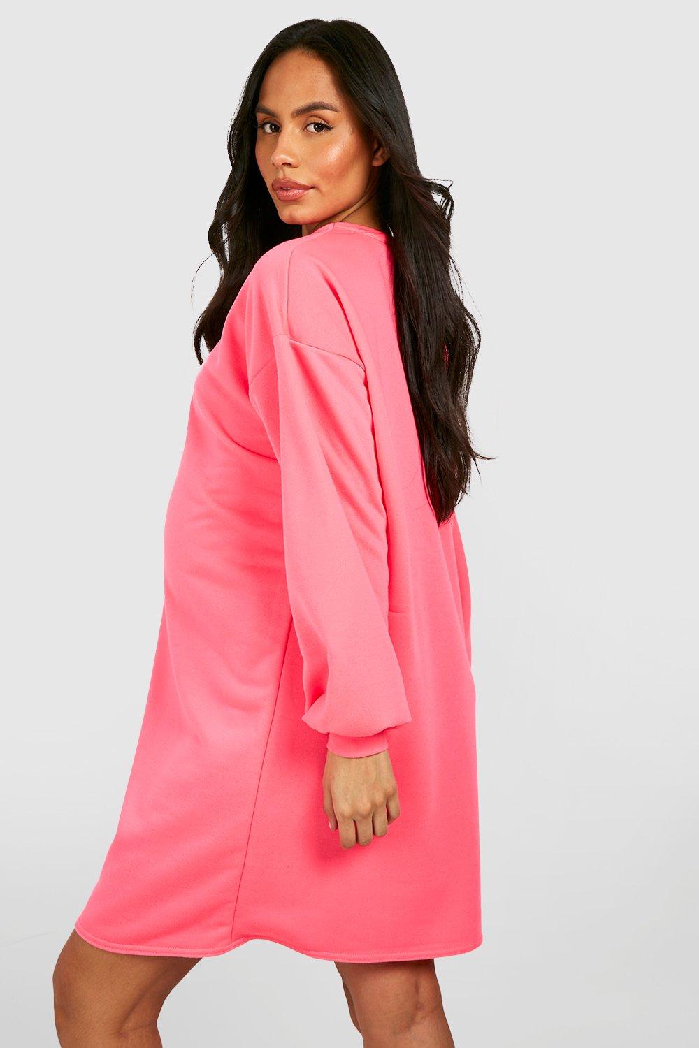 Pink maternity sweater dress sales